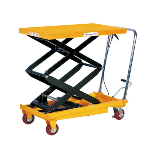 冠航牌新型液壓雙剪叉手動(dòng)升降平臺(tái)車